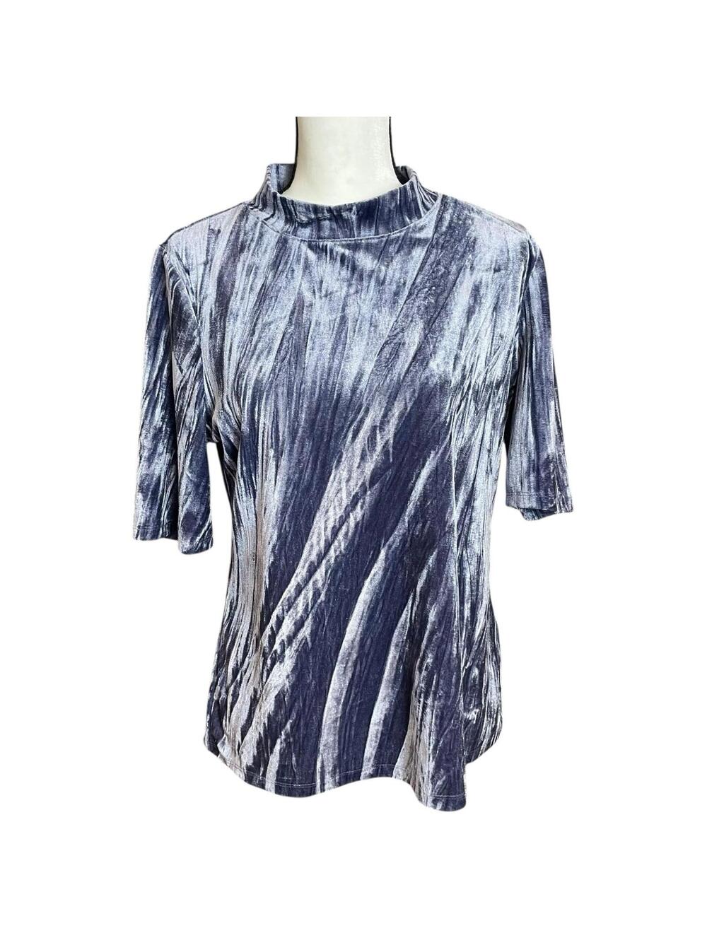 Pilcro by Anthropologie slate Blue velveteen mock neck top Large